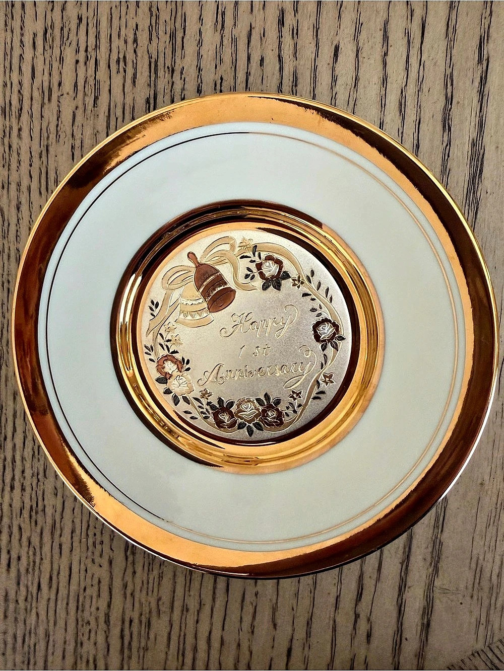 Occupied Japan Chokin Collection Floral Plate in White & Gold Like New